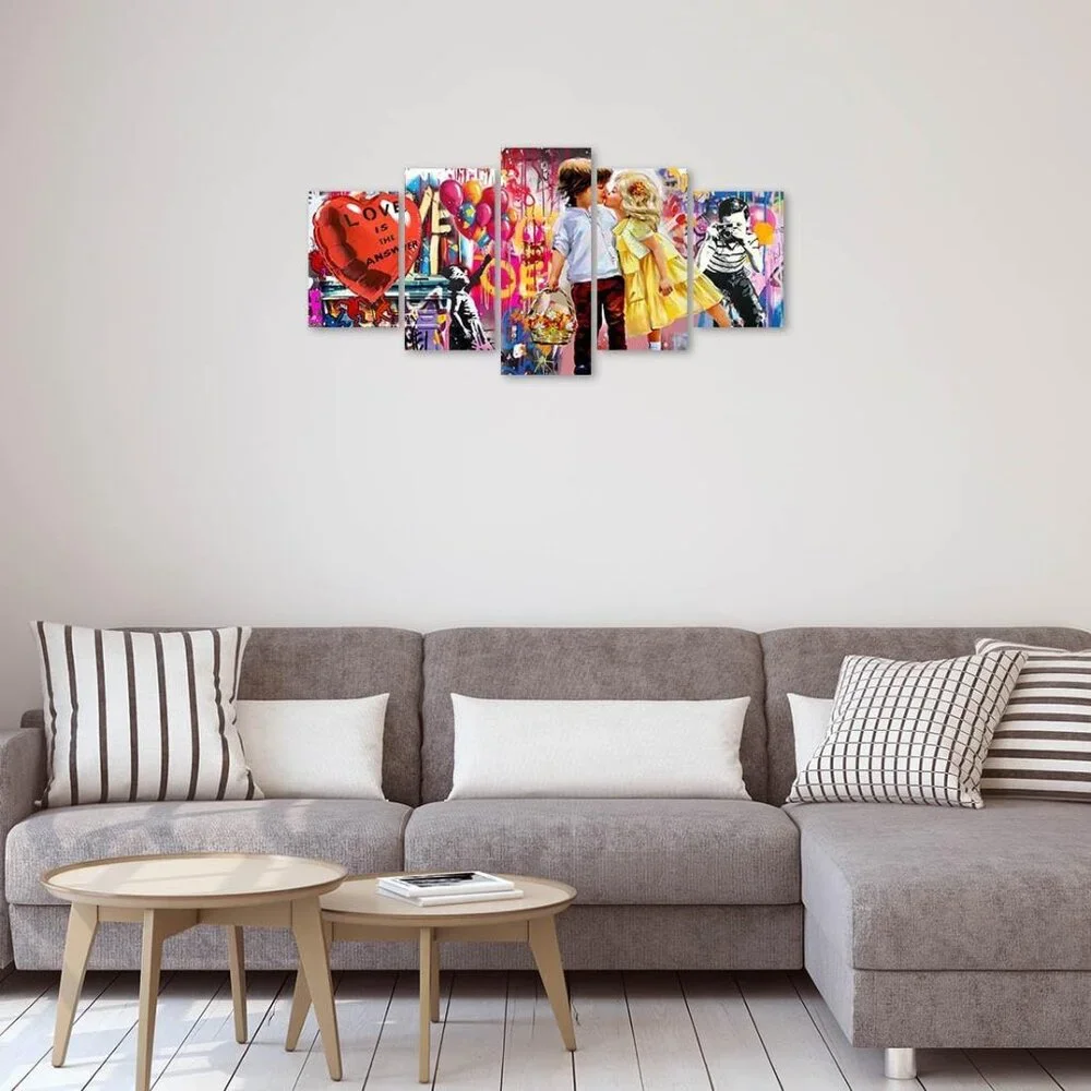 Banksy (Small) 5 Pc. Canvas Graffiti Wall Art Prints